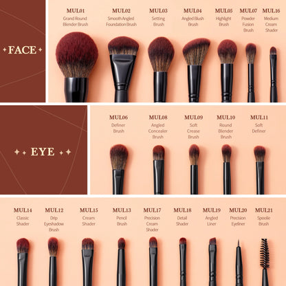 Jessup Makeup Brushes set,13/16/21pcs Premium Synthetic Big Powder Brush Foundation Concealer Eyeshadow Liner Wooden T271