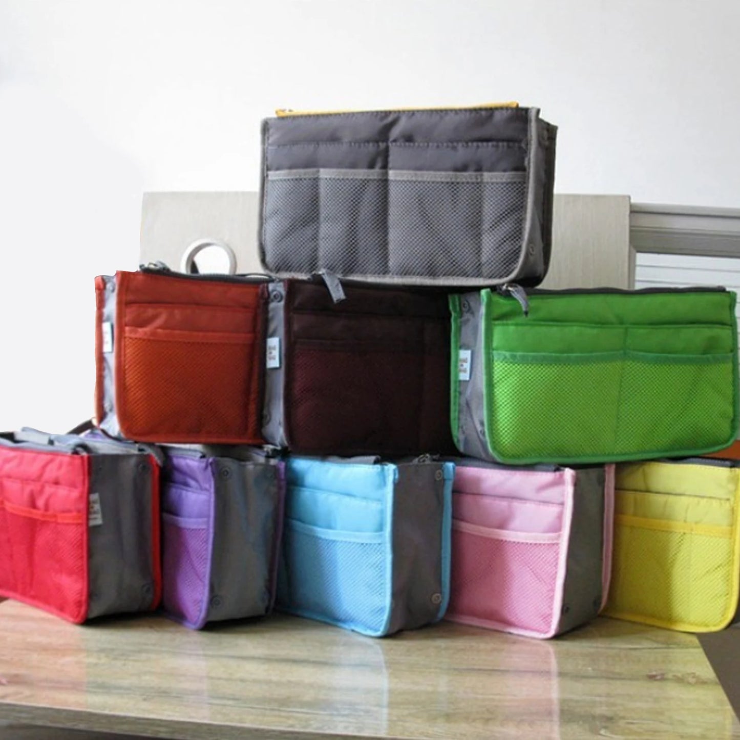 Makeup Handbag Organizer Insert Bag Multi Functional Women Solid Color Cosmetic Travel Bags High Quality Large Capacity Handbags